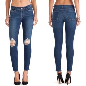 FRAME Le Skinny De Jeanne Distressed Denim Jeans